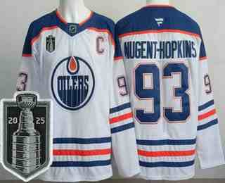 Men's Edmonton Oilers #93 Ryan Nugent Hopkins White 2025 Stanley Cup Final Authentic Jersey