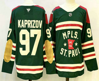 Men's Minnesota Wild #97 Kirill Kaprizov Green Winter Classic Stitched Authentic Jersey