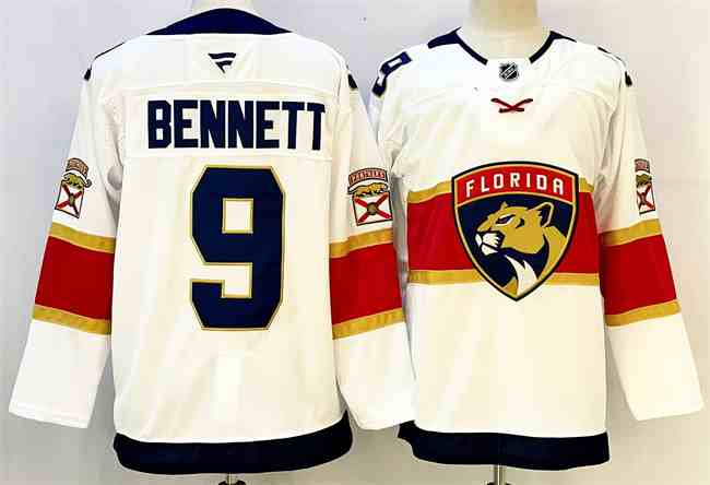 Men's Florida Panthers #9 Sam Bennett White 2024-25 Stitched Hockey Jersey