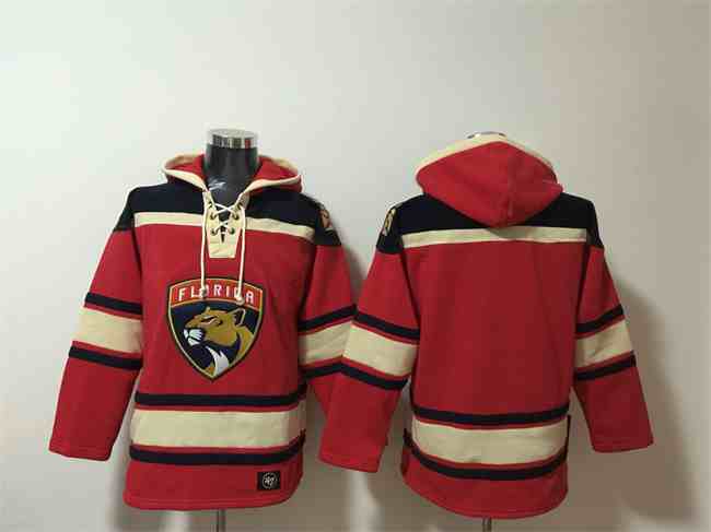 Men's Florida Panthers Blank Red Lace-Up Pullover Hoodie