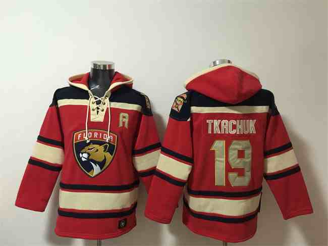 Men's Florida Panthers #19 Matthew Tkachuk Red Lace-Up Pullover Hoodie