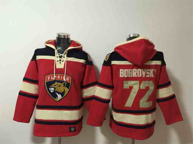 Men's Florida Panthers #72 Sergei Bobrovsky Red Lace-Up Pullover Hoodie