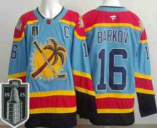 Men's Florida Panthers #16 Aleksander Barkov Blue 2025 Stanley Cup Final Authentic Jersey