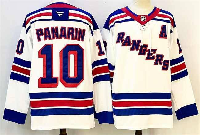 Men's New York Rangers #10 Artemi Panarin White With A Patch 2024-25 Away Stitched Hockey Jersey