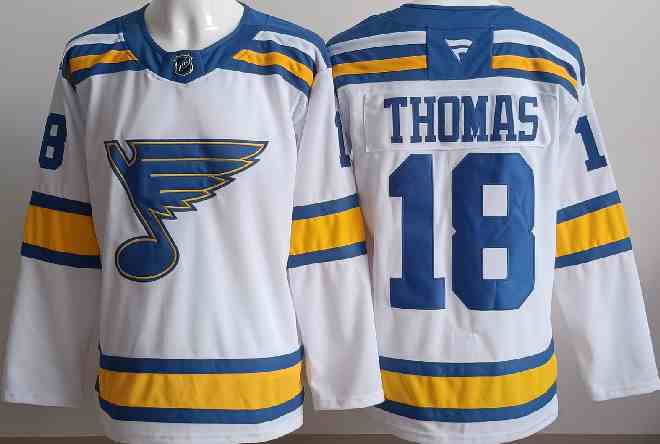 Men's St. Louis Blues #18 Robert Thomas White 2025 Stitched Hockey Jersey