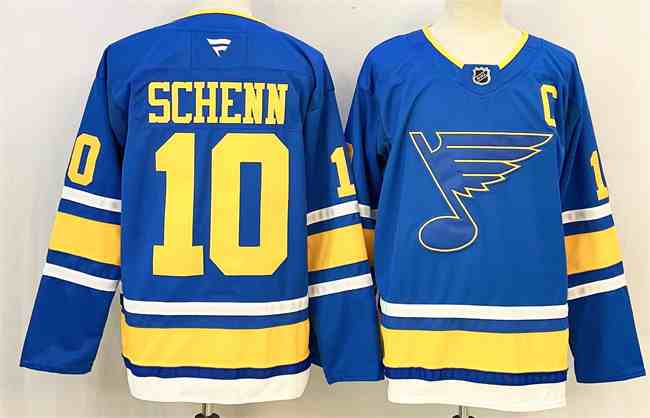 Men's St. Louis Blues #10 Brayden Schenn Blue 2025 With C Patch Stitched Hockey Jersey