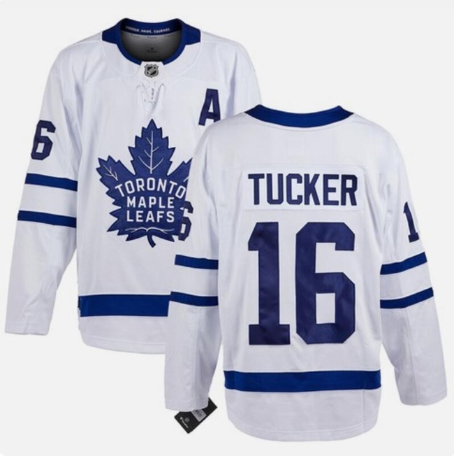 Men's Toronto Maple Leafs #16 Darcy Tucker White With A Patch Stitched Hockey Jersey
