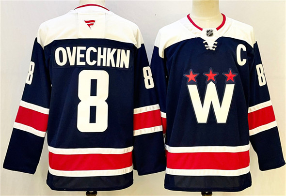 Men's Washington Capitals #8 Alexander Ovechkin Navy With C Patch Stitched Hockey Jersey (2)