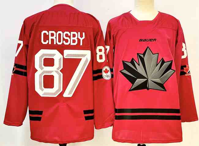 Men's Canada Hockey #87 Sidney Crosby Red Stitched Jersey