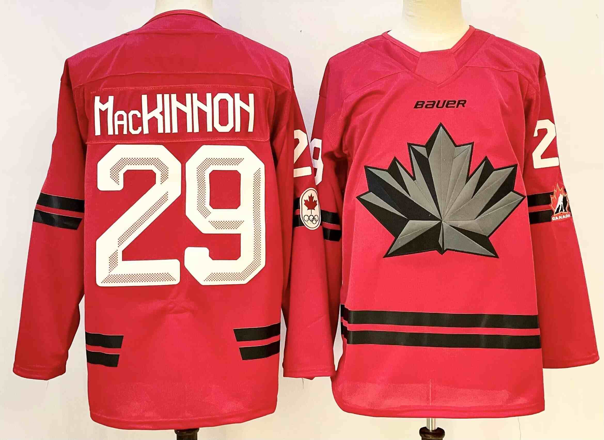 Men's Canada Hockey #29 Nathan MacKinnon Red Stitched Jersey