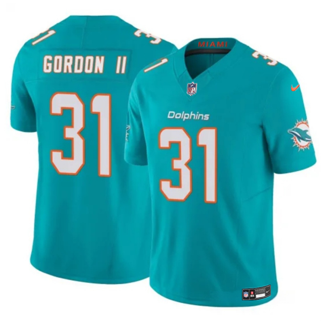 Men's Miami Dolphins #31 Ollie Gordon II Aqua 2025 F.U.S.E. Vapor Limited Stitched Football Jersey