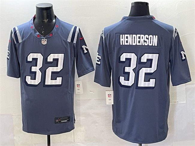Men's New England Patriots #32 TreVeyon Henderson 2025 “Rivalries” Stitched Football Jersey