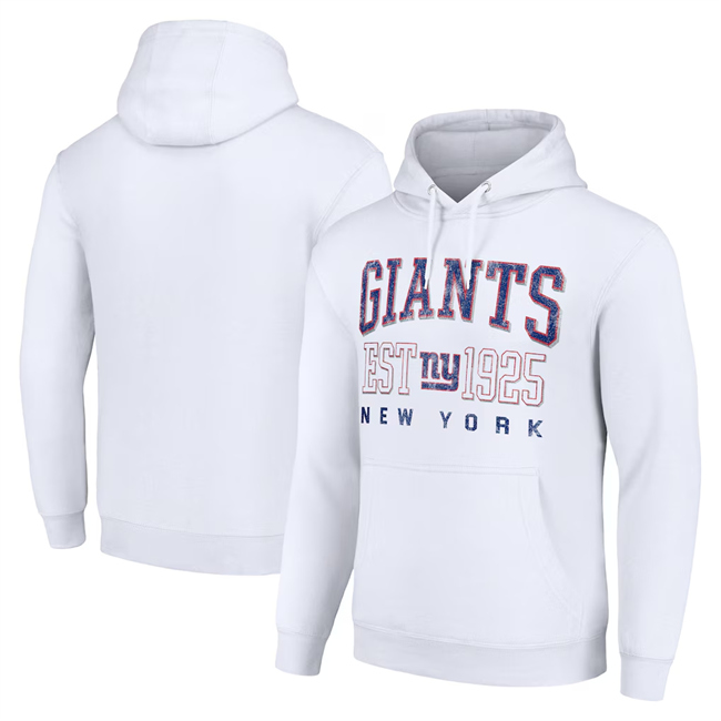 Men's New York Giants White Throwback Logo Pullover Hoodie