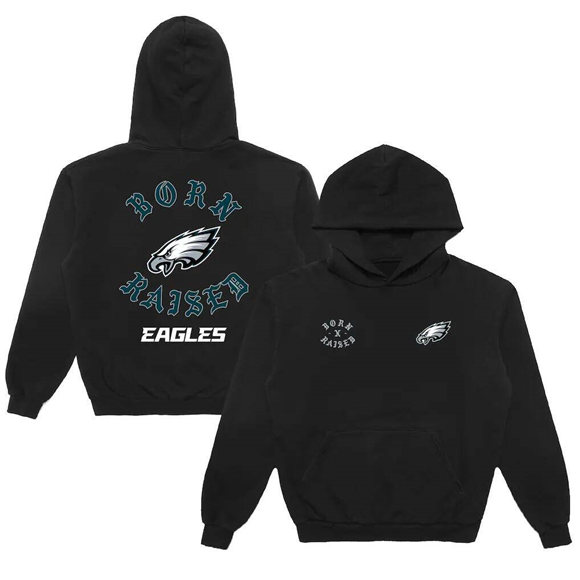 Men's Philadelphia Eagles Born X Raised Black Pullover Hoodie