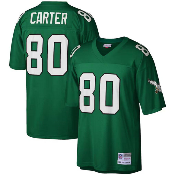 Men's Philadelphia Eagles #80 Cris Carter Green Throwback Stitched Football Jersey