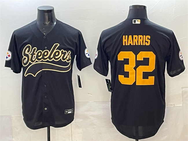 Men's Pittsburgh Steelers #32 Franco Harris Black Cool Base Stitched Baseball Jersey