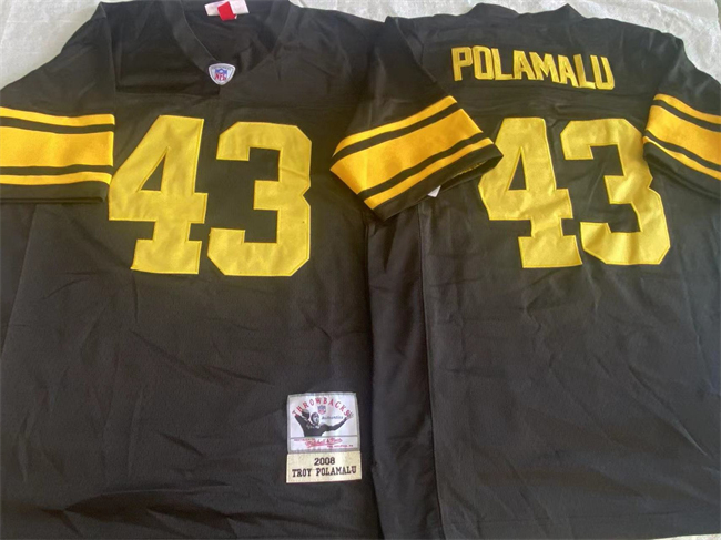 Men's Pittsburgh Steelers #43 Troy Polamalu Black Color Rush Stitched Football Jersey
