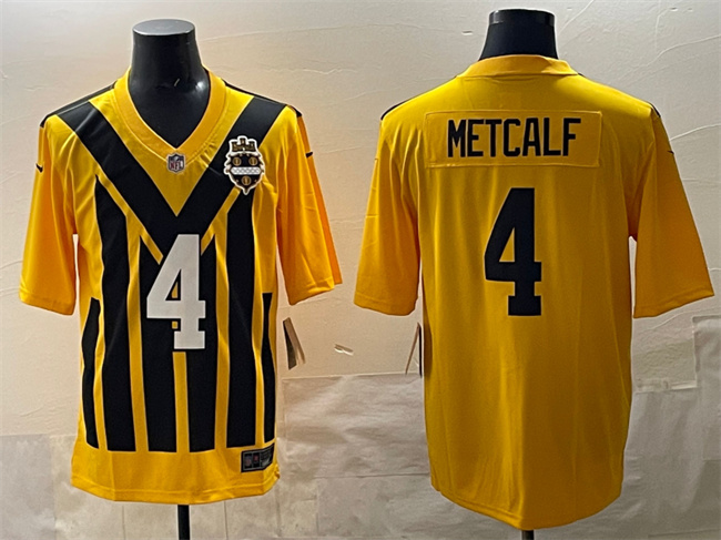 Men's Pittsburgh Steelers #4 DK Metcalf Gold 1933 Throwback Alternate Stitched Football Jersey