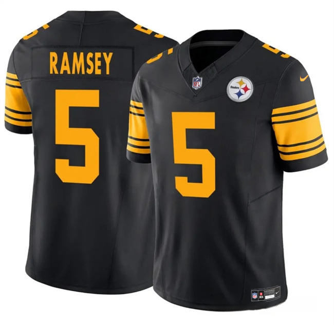 Men's Pittsburgh Steelers #5 Jalen Ramsey Black 2025 F.U.S.E. Color Rush Vapor Untouchable Limited Stitched Jersey