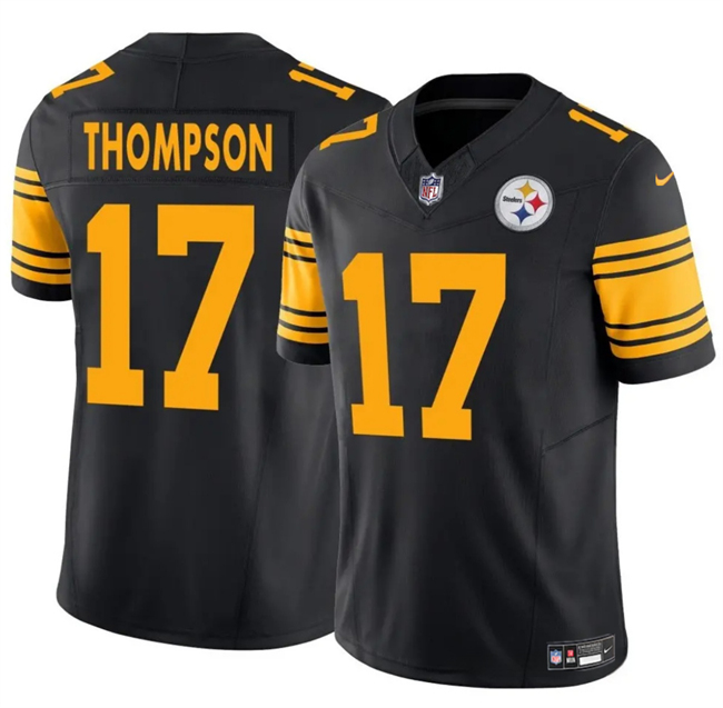 Men's Pittsburgh Steelers #17 Skylar Thompson Black 2025 F.U.S.E. Color Rush Vapor Untouchable Limited Stitched Jersey