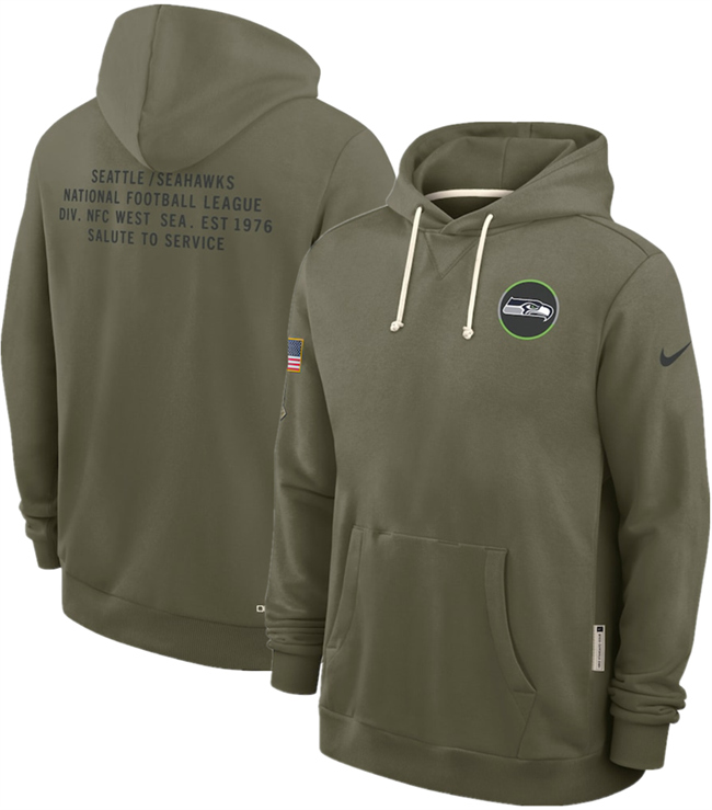 Men's Seattle Seahawks Olive 2025 Salute To Service Pullover Hoodie