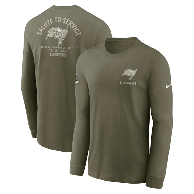 Men's Tampa Bay Buccaneers Olive 2025 Salute To Service Sideline Long Sleeve T-Shirt