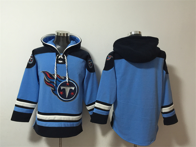 Men's Tennessee Titans Blank Blue Lace-Up Pullover Hoodie