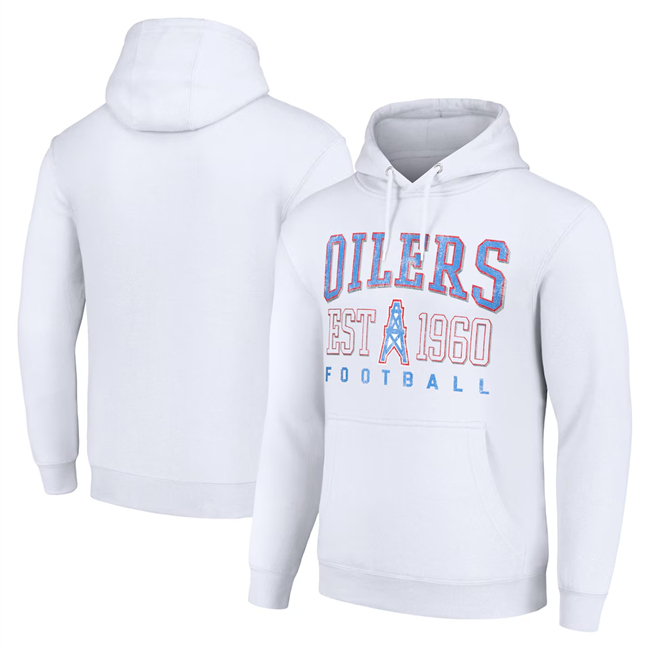 Men's Tennessee Titans White Throwback Logo Pullover Hoodie