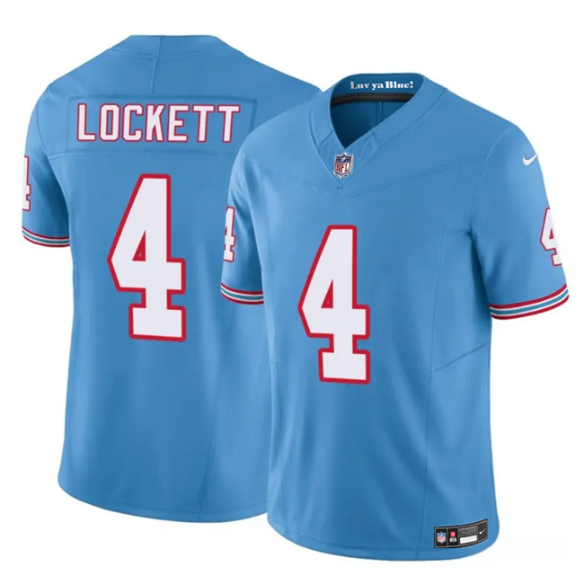 Men's Tennessee Titans #4 Tyler Lockett Blue 2025 F.U.S.E. Throwback Vapor Limited Stitched Football Jersey