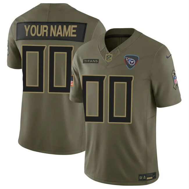 Men's Tennessee Titans Active Player Custom Olive 2025 F.U.S.E. Salute To Service Limited Stitched Football Jersey