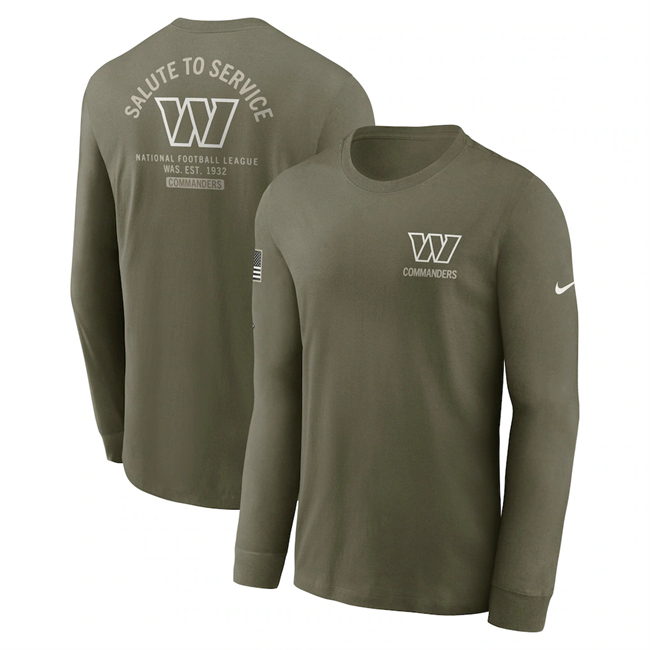 Men's Washington Commanders Olive 2025 Salute To Service Sideline Long Sleeve T-Shirt