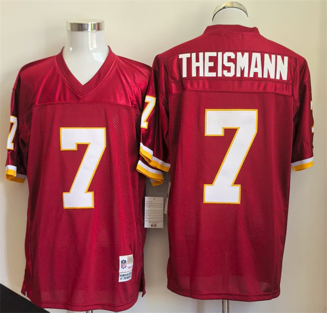 Men's Washington Redskins #7 Joe Theismann Red Stitched Football Jersey