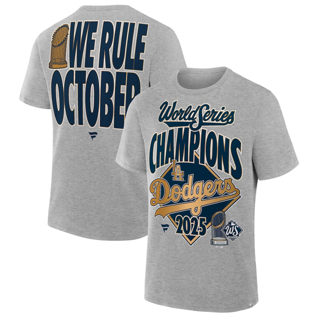 Men's Los Angeles Dodgers Grey 2025 World Series Champions Locker Room T-Shirt