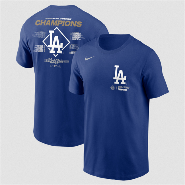 Men's Los Angeles Dodgers Royal 2025 World Series Champions Roster T-Shirt