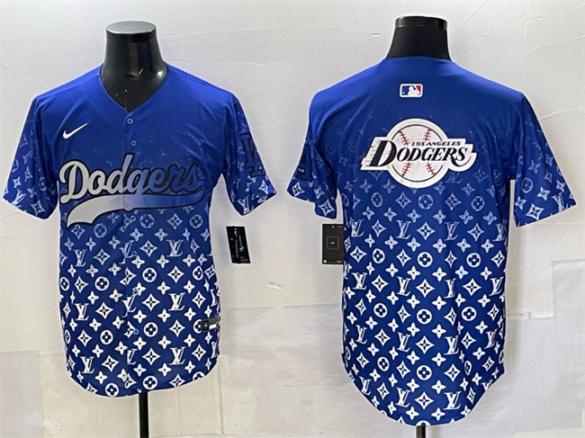 Men's Los Angeles Dodgers Team Big Logo Blue Limited Stitched Baseball Jersey