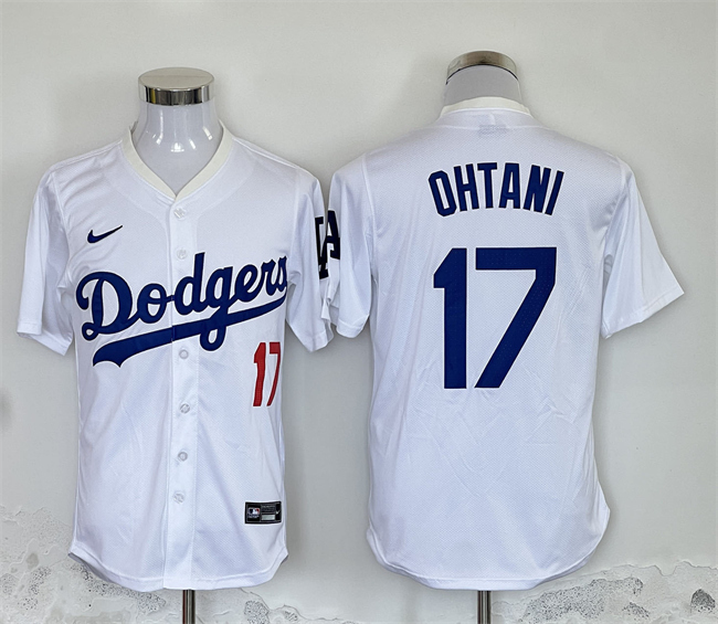 Men's Los Angeles Dodgers #17 Shohei Ohtani White Home Limited Stitched Baseball Jersey