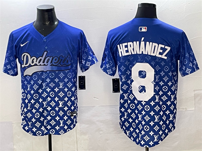 Men's Los Angeles Dodgers #8 Enrique Hernández Blue Limited Stitched Baseball Jersey