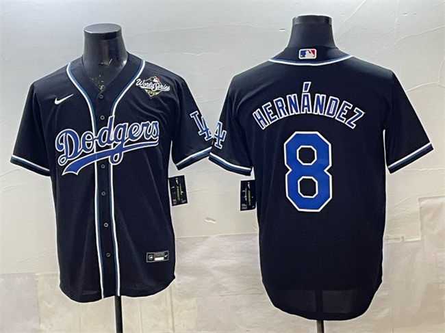 Men's Los Angeles Dodgers #8 Enrique Hernández Black Fashion 2025 World Series Cool Base Stitched Baseball Jersey