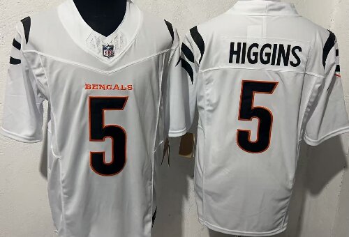 Men's Cincinnati Bengals #5 Tee Higgins White F.U.S.E. Vapor Untouchable Limited Stitched Jersey