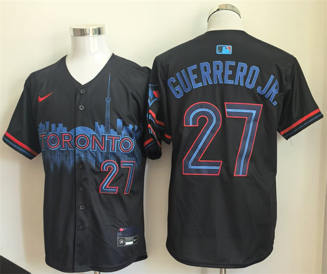 Men's Toronto Blue Jays #27 Vladimir Guerrero Jr. Navy 2024 City Connect Limited Stitched Baseball Jersey