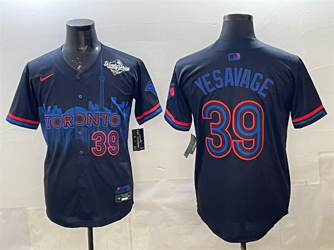 Men's Toronto Blue Jays #39 Trey Yesavage Navy 2025 World Series City Connect Limited Stitched Baseball Jersey