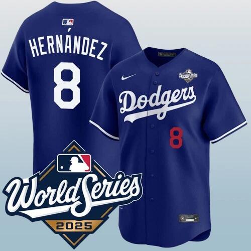 Men's Los Angeles Dodgers #8 Enrique Hernández Blue 2025 World Series Vapor Limited Stitched Baseball Jersey
