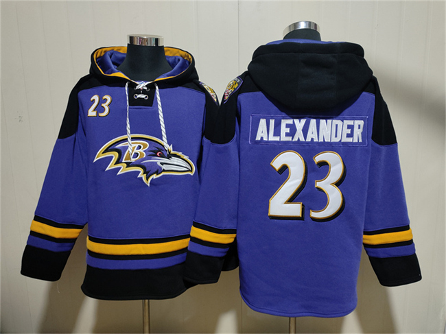 Men's Baltimore Ravens #23 Jaire Alexander Ageless Must-Have Lace-Up Pullover Hoodie