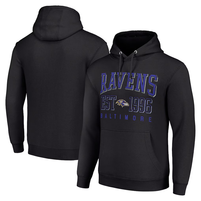 Men's Baltimore Ravens Black Throwback Logo Pullover Hoodie
