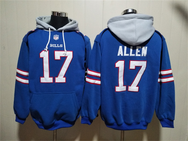 Men's Buffalo Bills #17 Josh Allen Red Blue Ageless Must-Have Lace-Up Pullover Hoodie