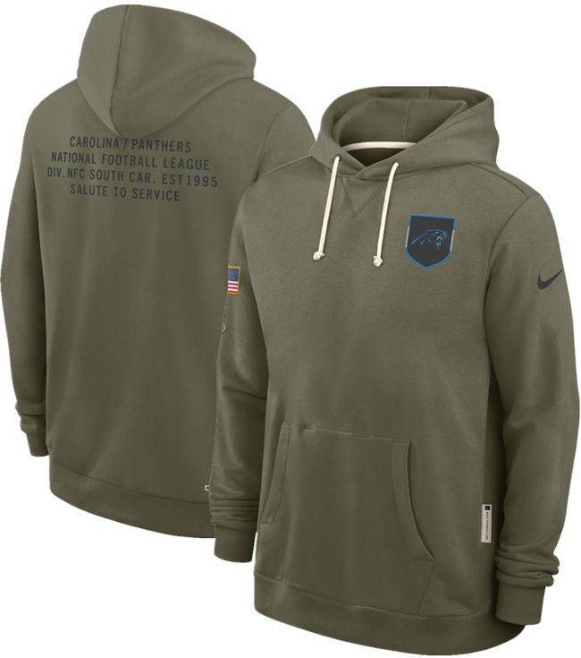 Men's Carolina Panthers Olive 2025 Salute To Service Pullover Hoodie