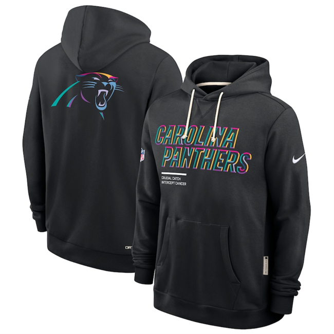 Men's Carolina Panthers Black 2025 Crucial Catch Club Pullover Hoodie