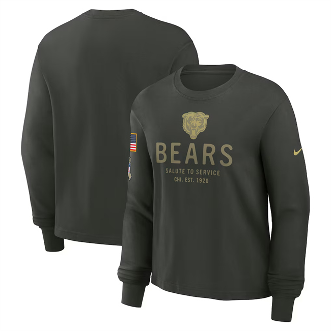 Men's Chicago Bears Dark Green 2025 Salute To Service Sideline Dri-FIT Long Sleeve T-Shirt