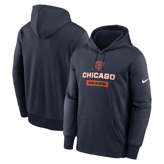 Men's Chicago Bears Navy Toss Sweep Performance Pullover Hoodie