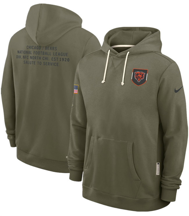 Men's Chicago Bears Olive 2025 Salute To Service Pullover Hoodie